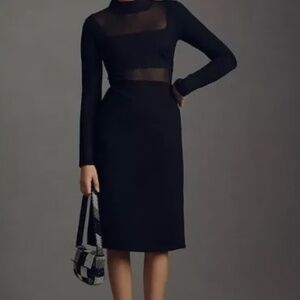 Anthropologie Maeve Sheer Side-Slit Dress Size Large Petite NWOT